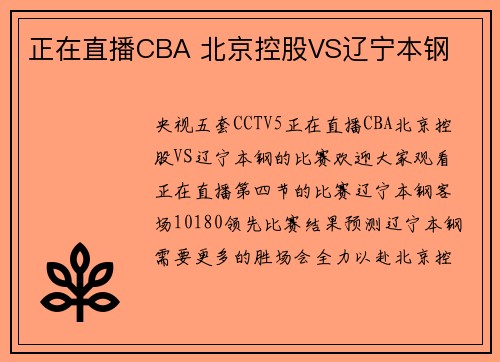 正在直播CBA 北京控股VS辽宁本钢